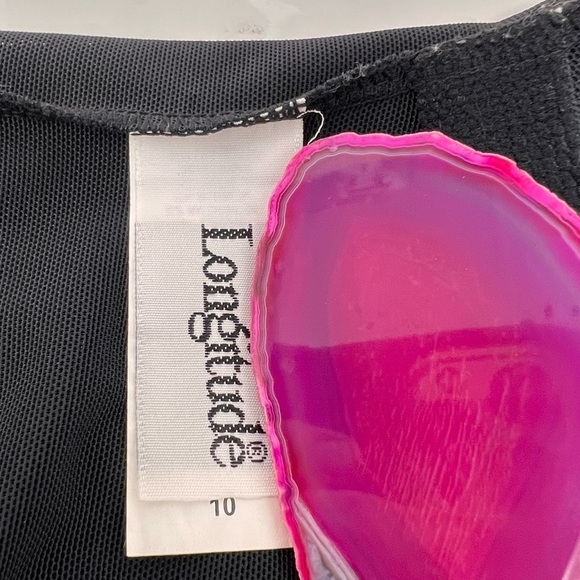 Longitude Skirted Swim Dress Size 10 Black Blue Print Long Torso Straight Back - Picture 5 of 13